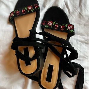 Wrap around flower heels